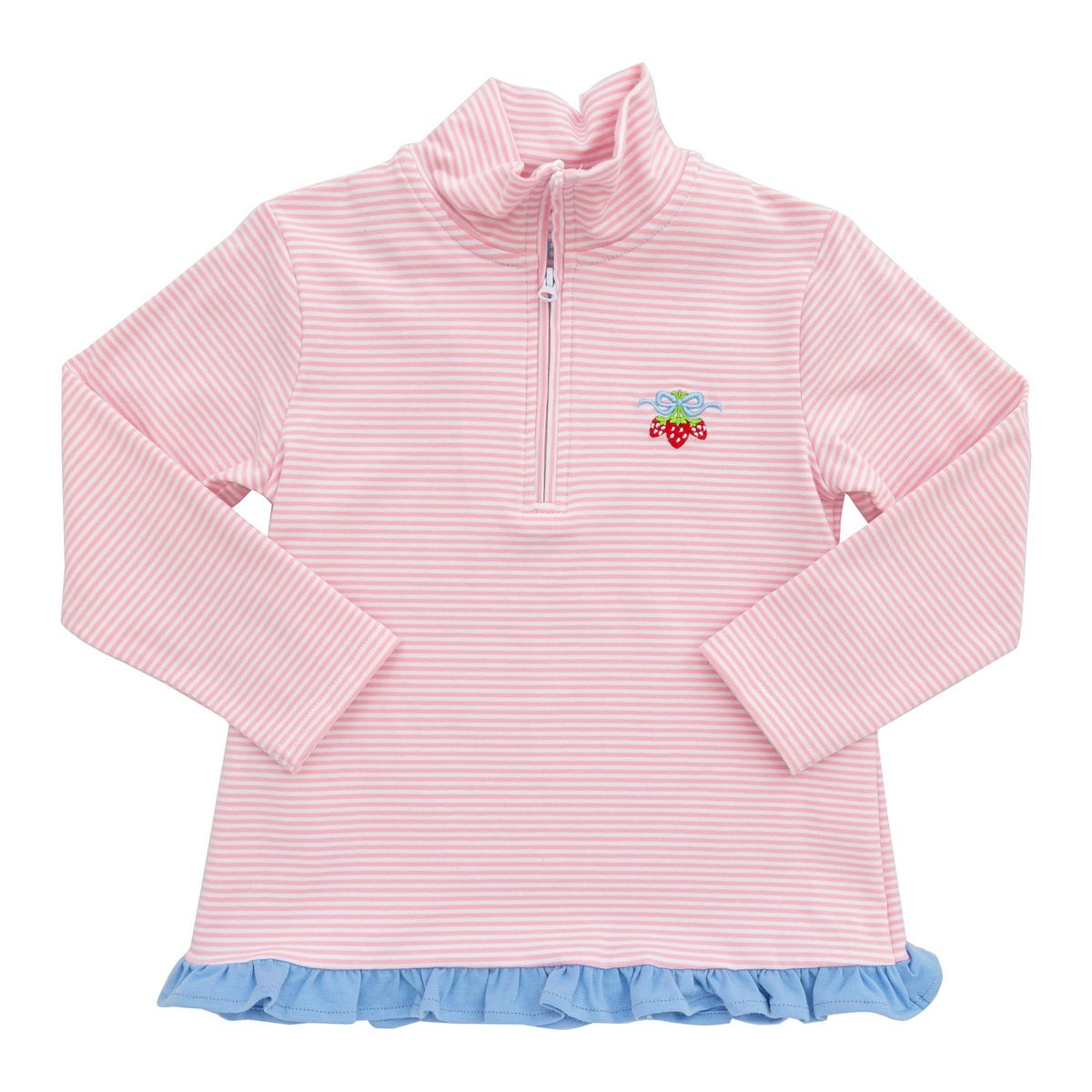 Zip Ruffle Pullover - Strawberries