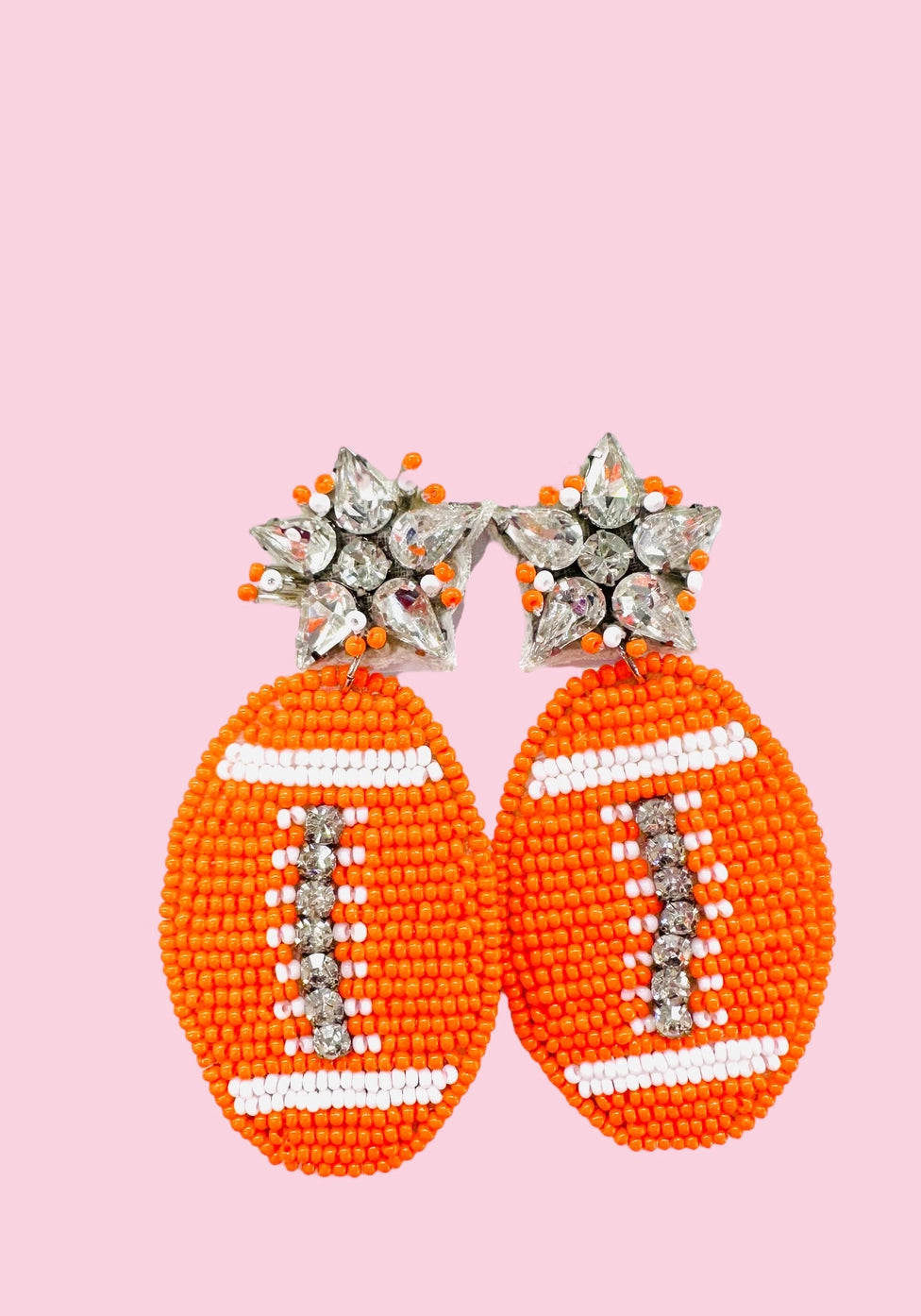 Orange Football Earrings