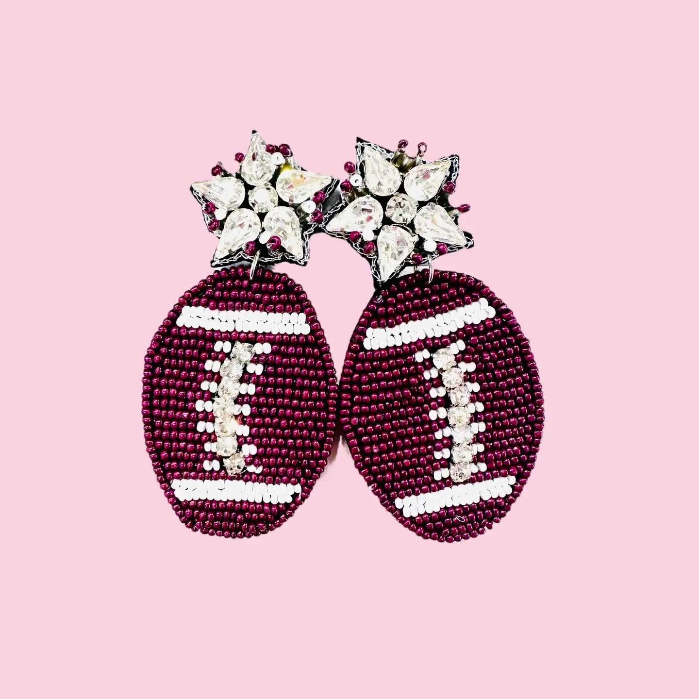 Garnet Football Earrings