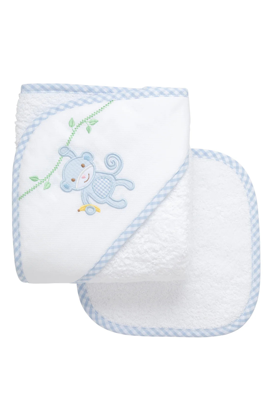 Monkey Applique Hooded Towel & Washcloth Set