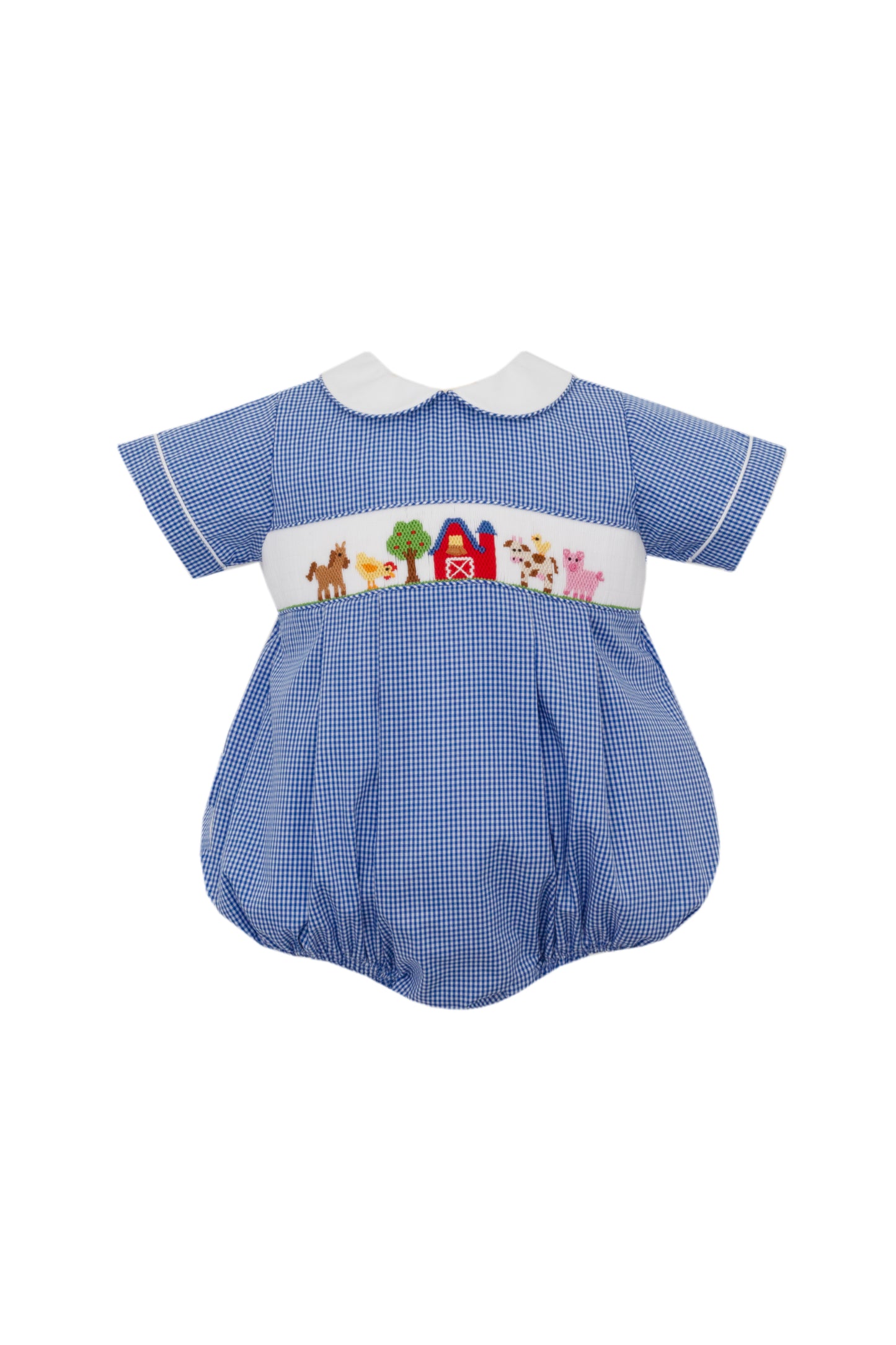 Petit Bebe Farm Boys Royal Blue Gingham Boy's Bubble