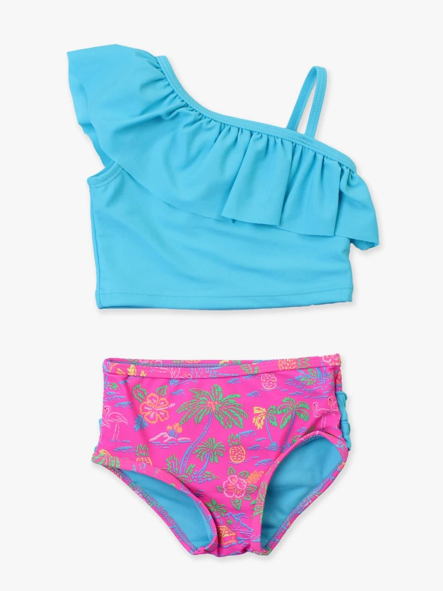 One Shoulder Tankini - Neon Island Time