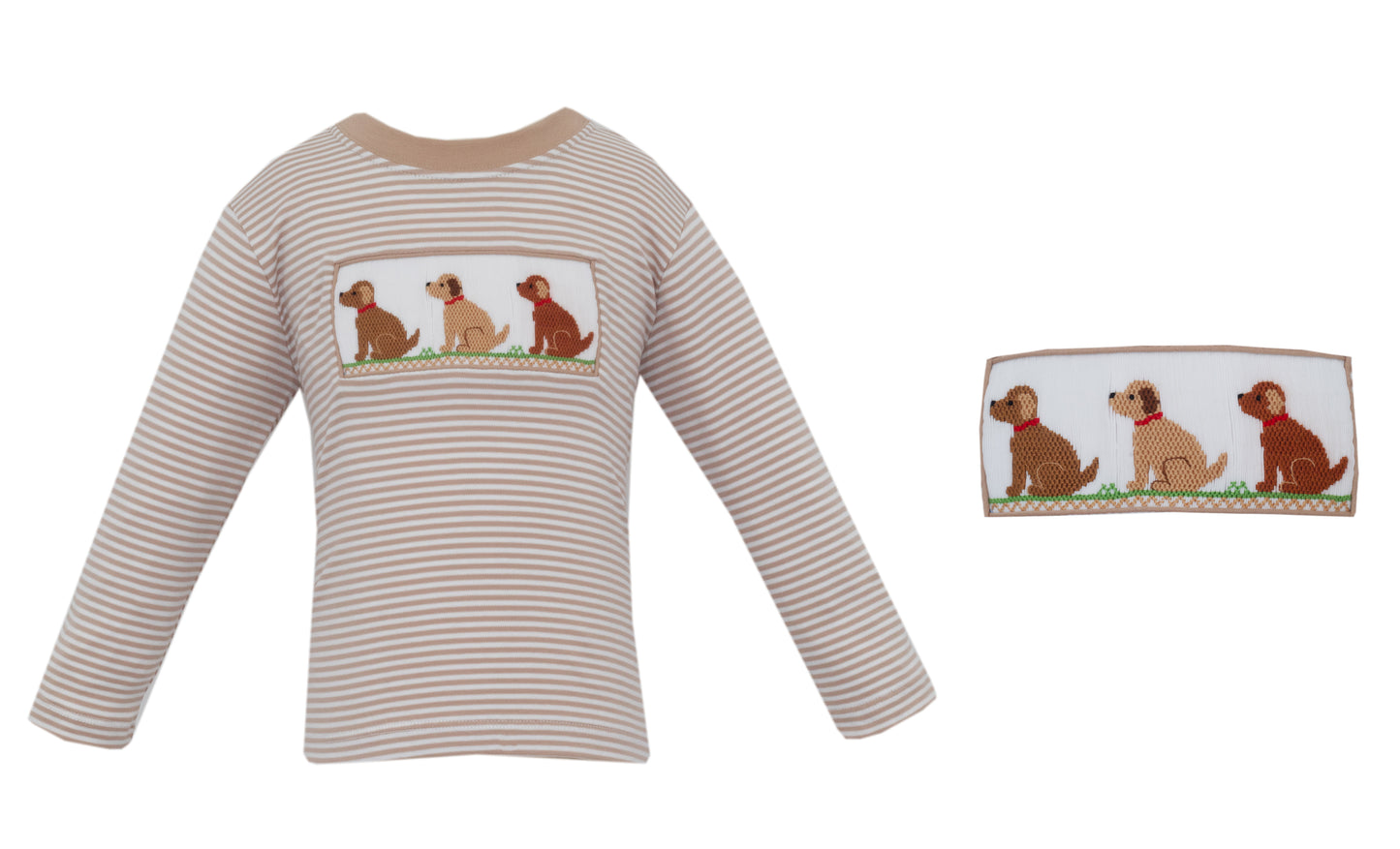 Boy's Khaki Gingham Puppy Shirt