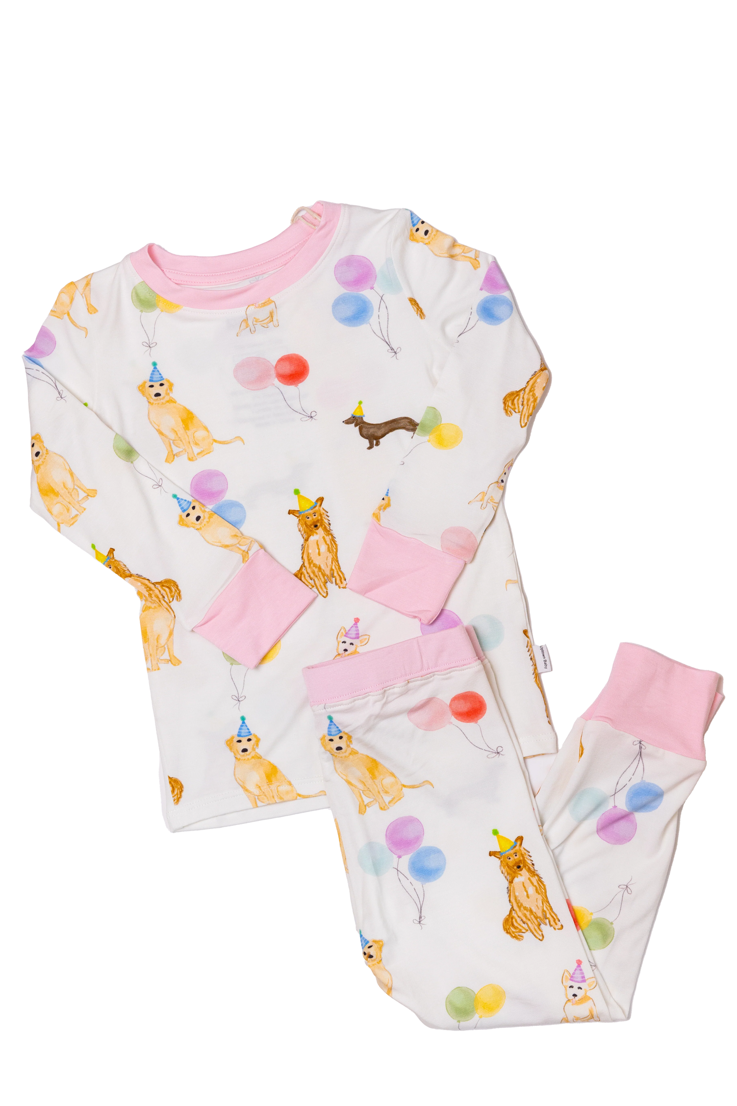 Uptown Baby Party Dogs Pajama Set-Pink