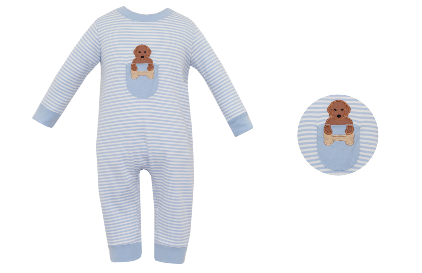 Blue Stripe Lab Knit Romper
