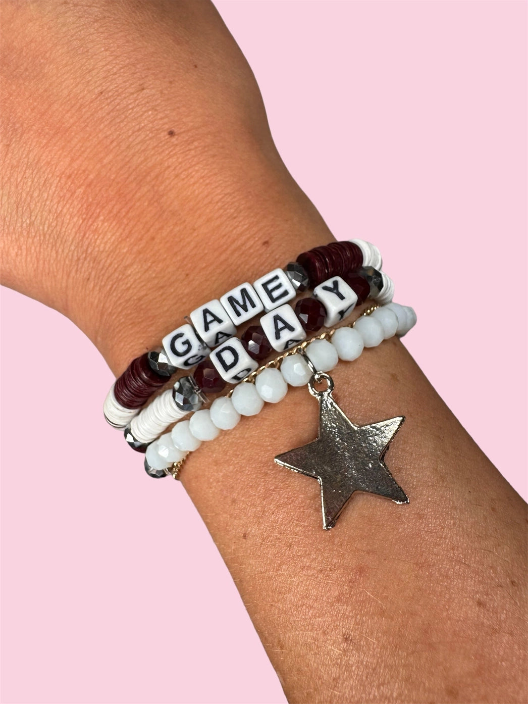 Adult Game Day Bracelet Set - Garnet