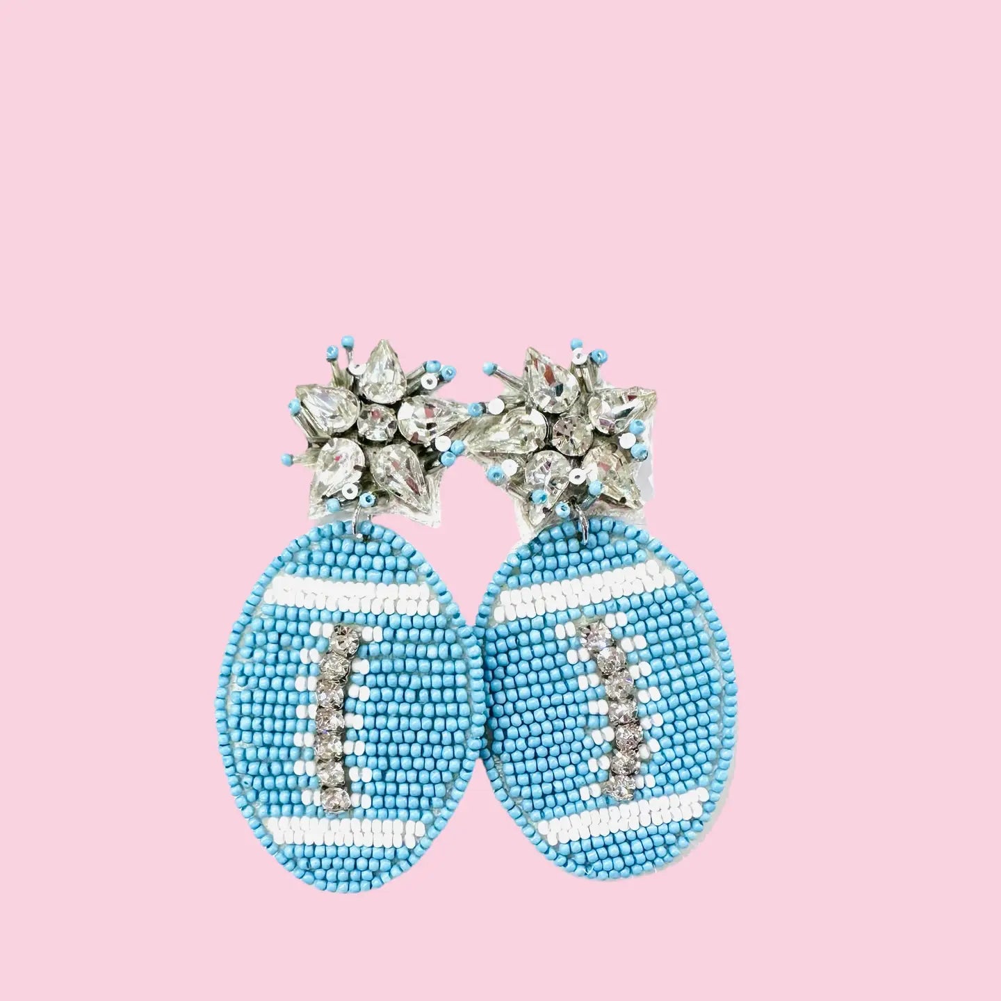 Light Blue Football Earrings