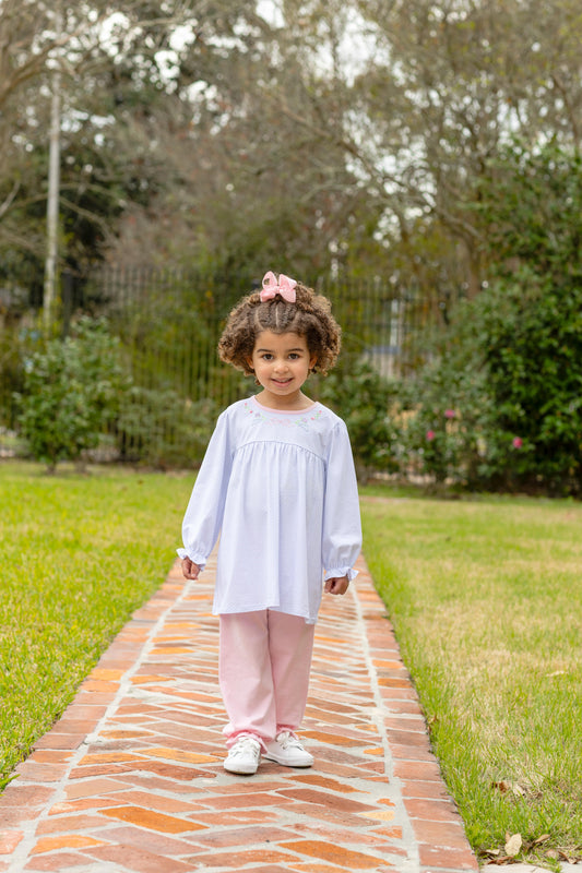 Floral Embroidery Pants Set