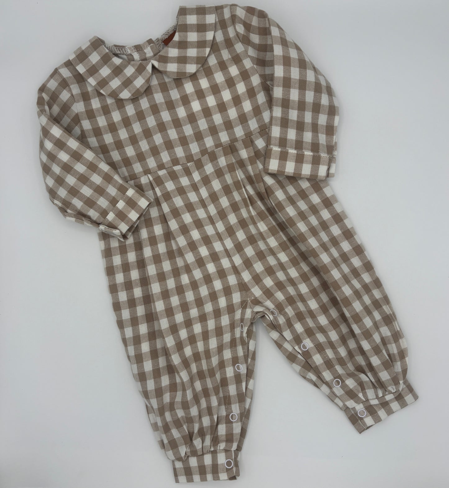 Myles Romper Khaki Gingham