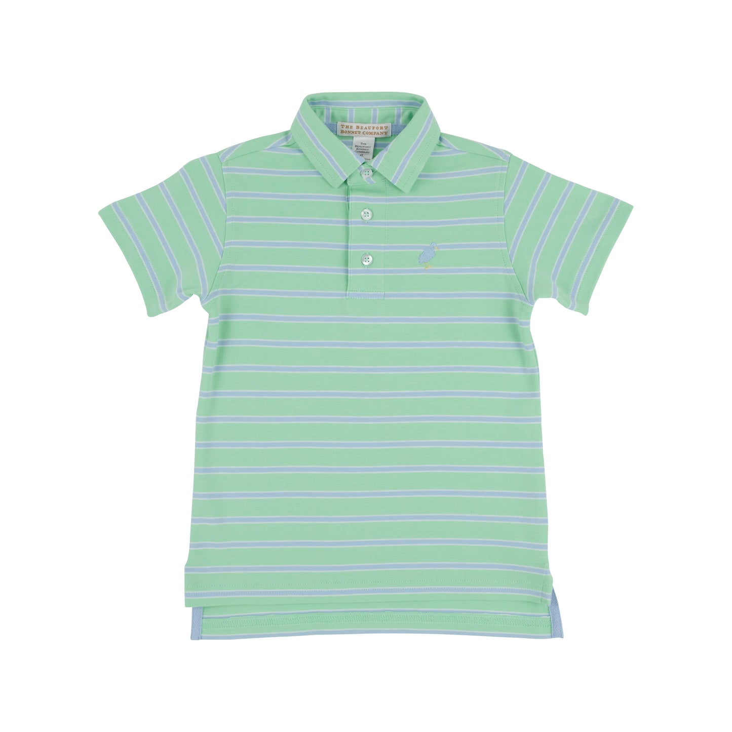 Prim & Proper Polo - Green & Blue Stripe