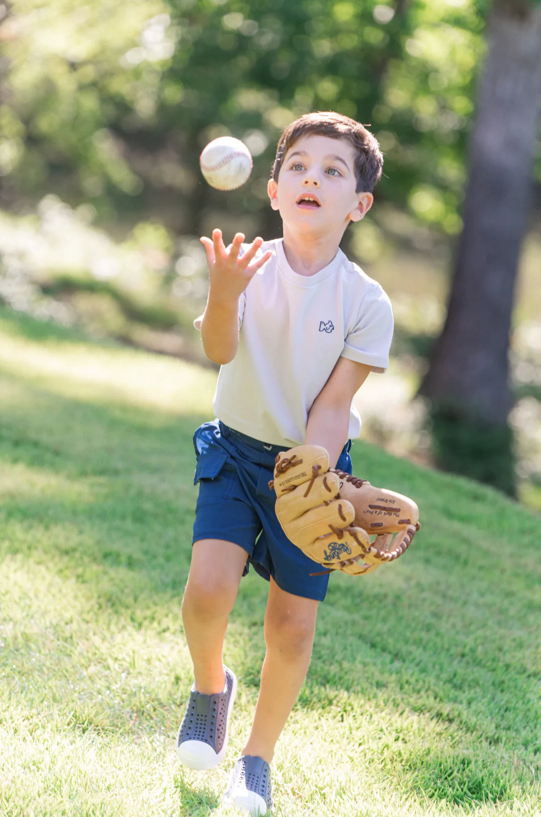 Kid's Cotton Short Sleeve T-Shirt - Baseball Glove Art