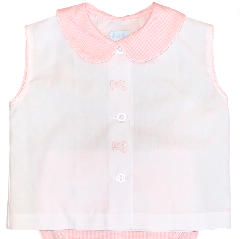 Pink Check Bow Diaper Set
