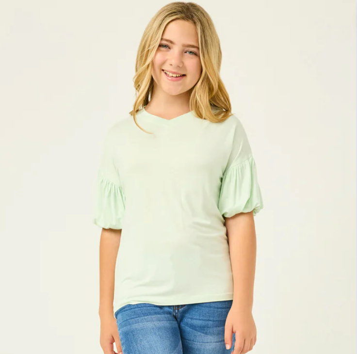 Balloon Puff Sleeve Top - Mint