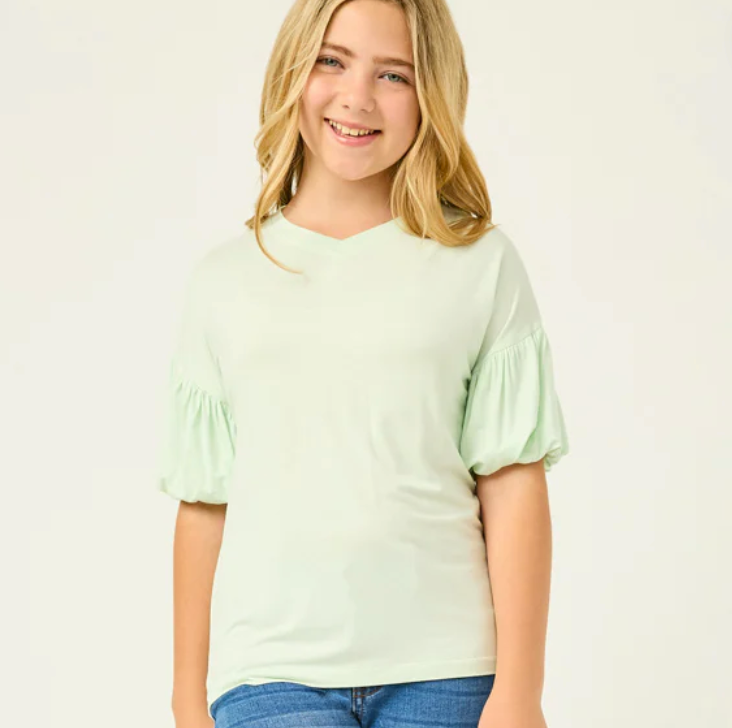 Balloon Puff Sleeve Top - Mint