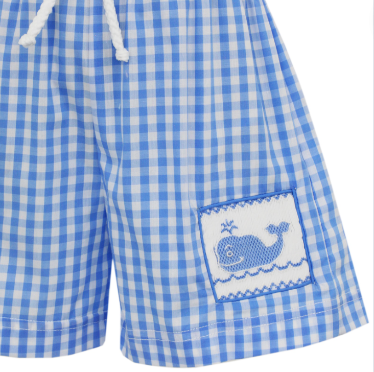 Whale Smocked Swim Trunk