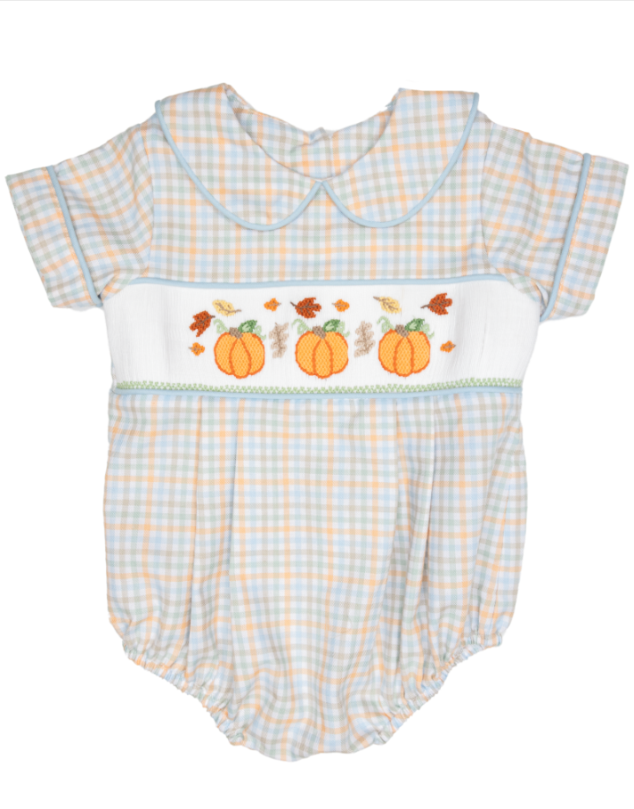 Pumpkin Smocked Boys Bubble