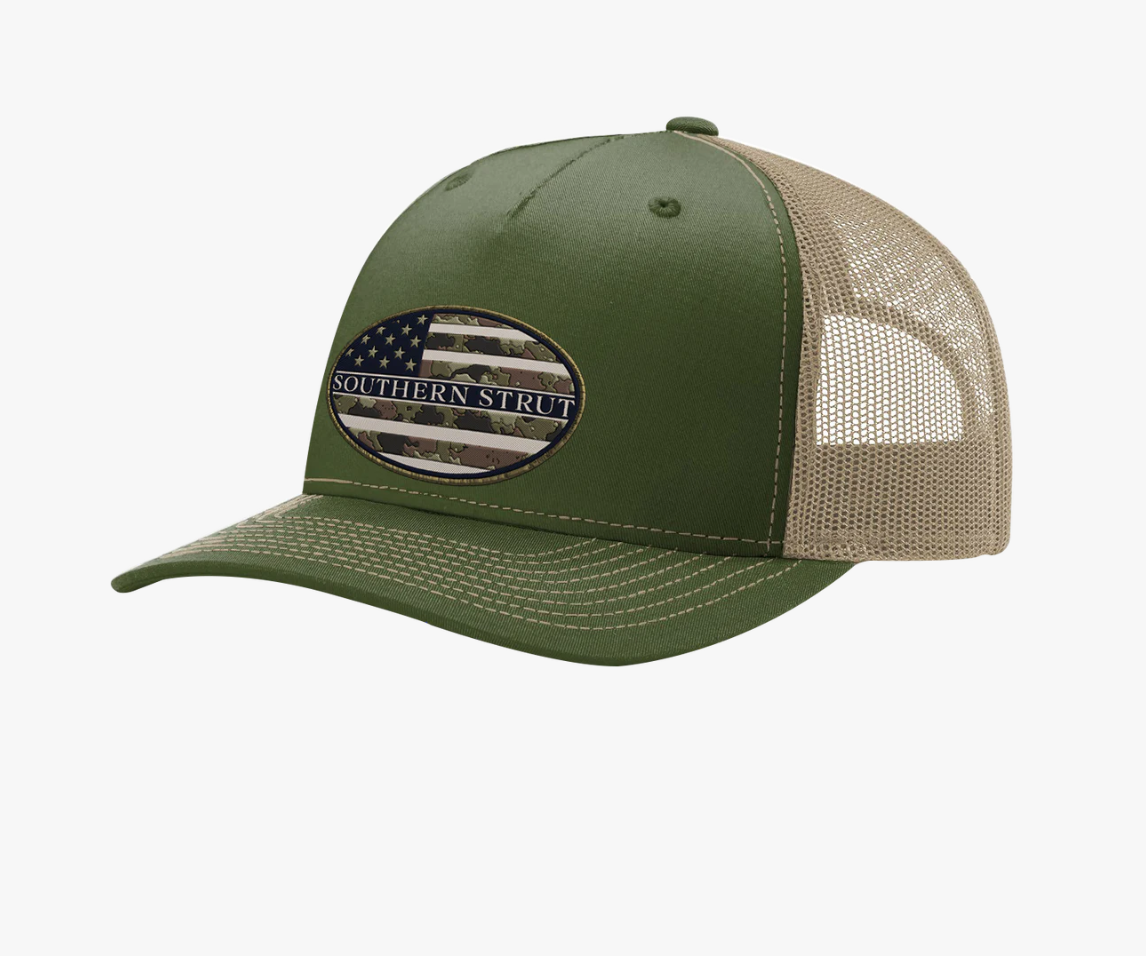 Olive Camo Flag Patch Hat
