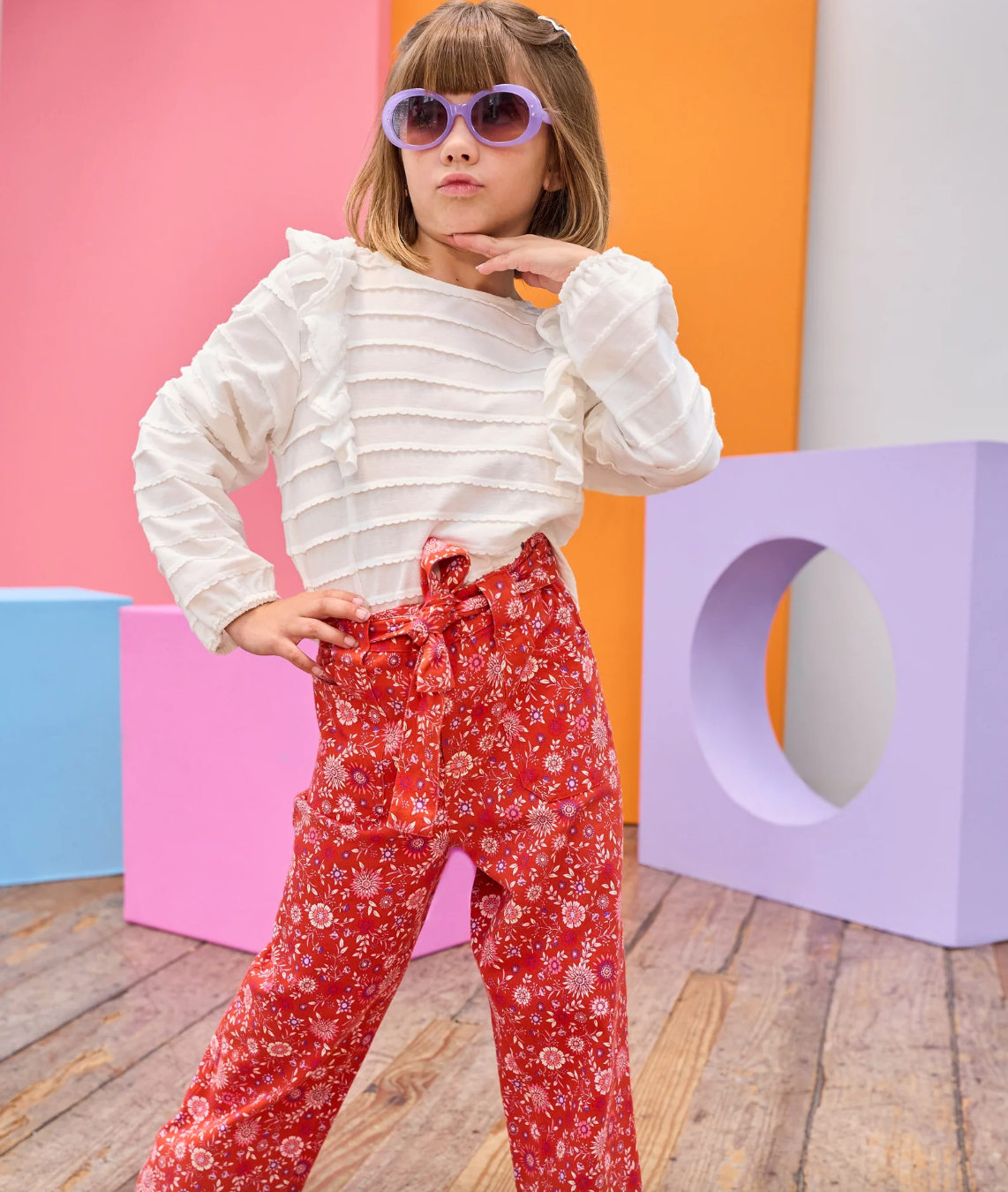 Ruffle Blouse - White Scallop