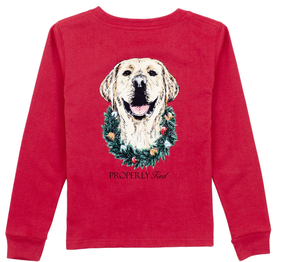 Boys Deck The Paws LS Cabernet