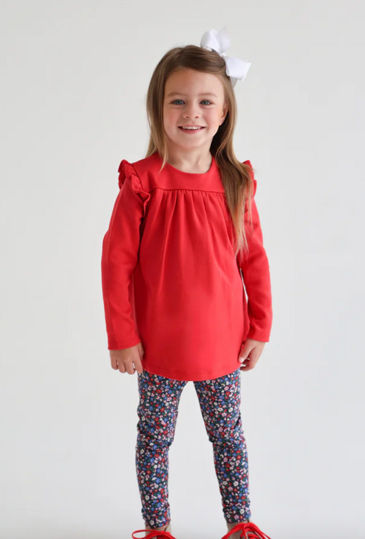 Ruby Mills Ruffle Top - Richmond Red