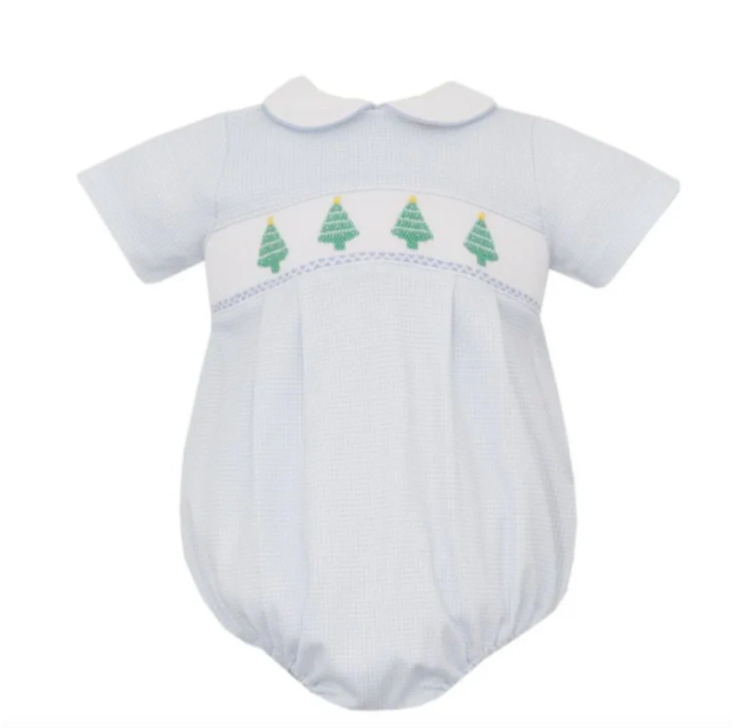 Blue Check Christmas Tree Bubble