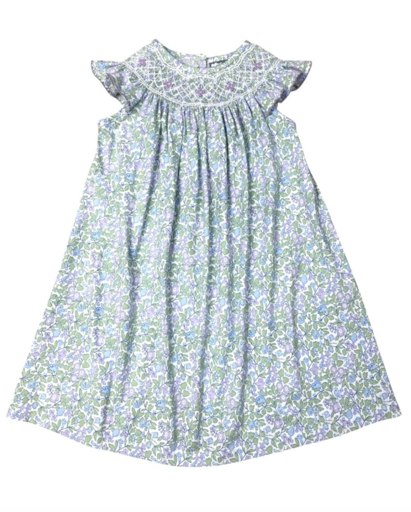 Lilac Floral Smocked Angel Wing Bishop