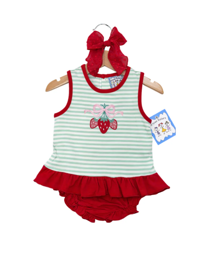 Strawberry Bow Bloomer Set