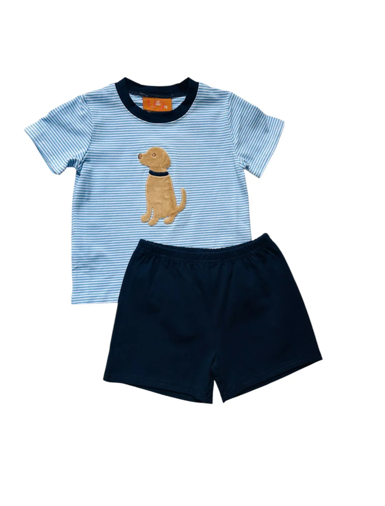 Boys Puppy Applique Short Set