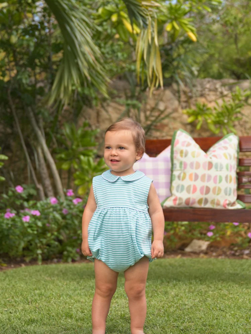 Sleeveless Bradford Bubble - Turks Teal Stripe