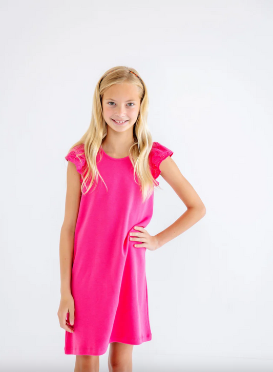 Ellen's Eyelet Dress - Palm Springs Punch
