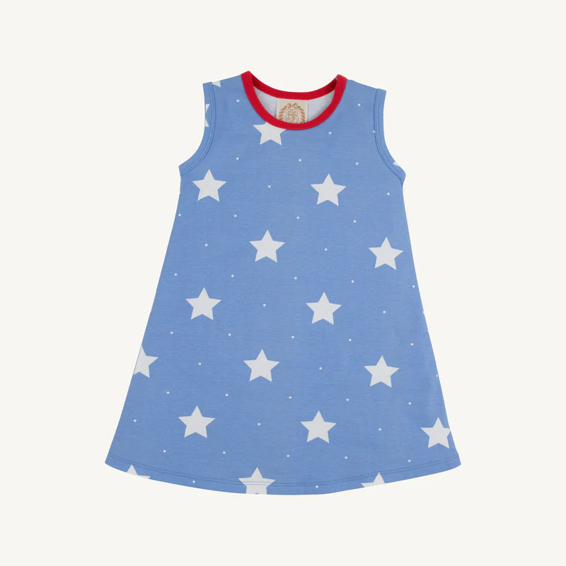 Sleeveless Polly Play Dress-North Sea Stars/Richmond Red