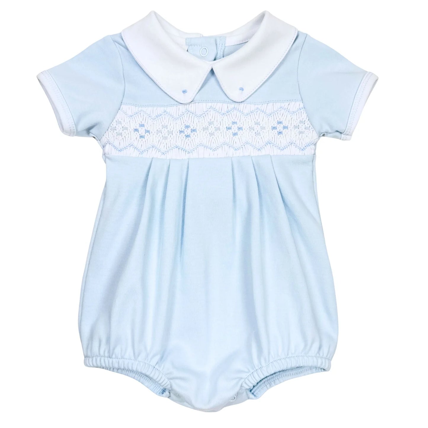 Ethan Smocked Bubble-Light Blue