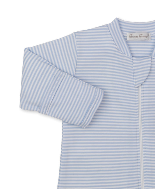 Kissy Stripes Footie - Blue