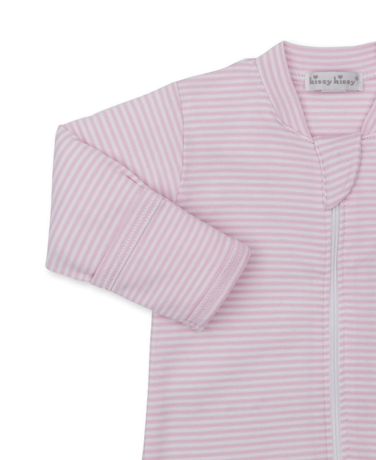 Kissy Stripes Footie - Pink