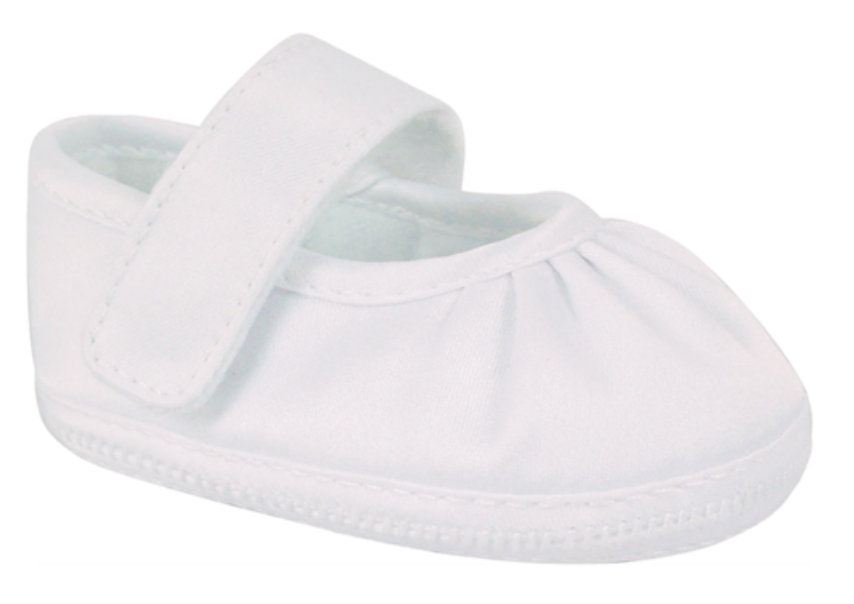 Girls Satin Monogram Crib Shoe