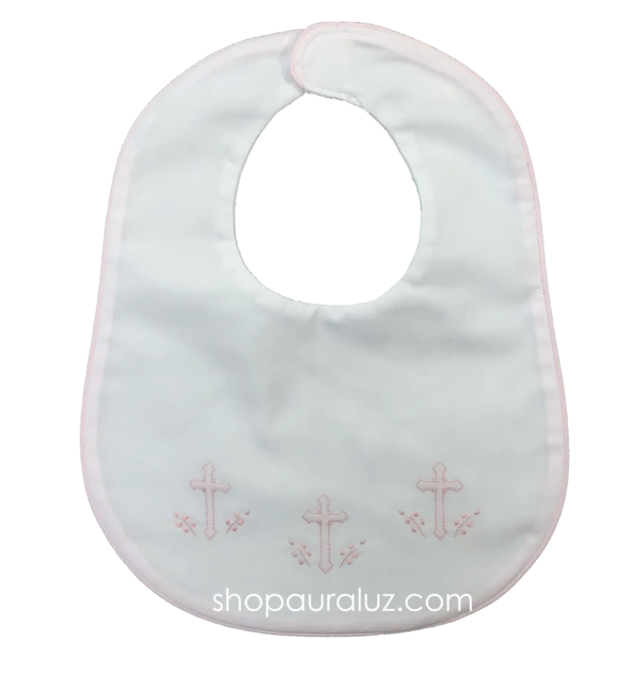 Cross Embroidered Bib, Pink