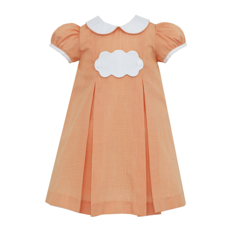 Tab Float Dress, Orange Gingham