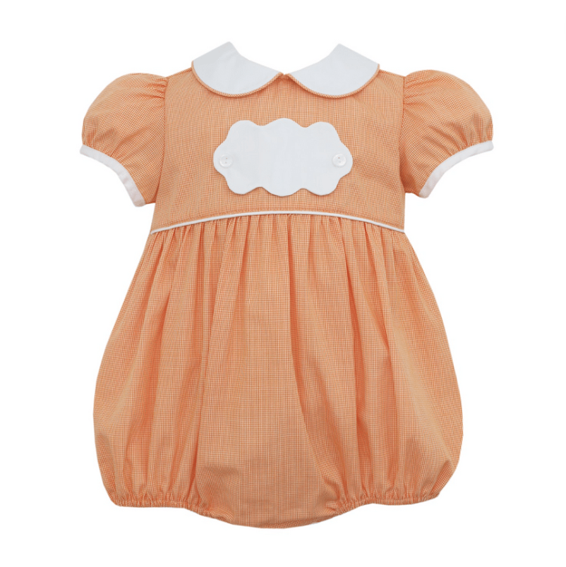 Girls Tab Bubble, Orange Gingham