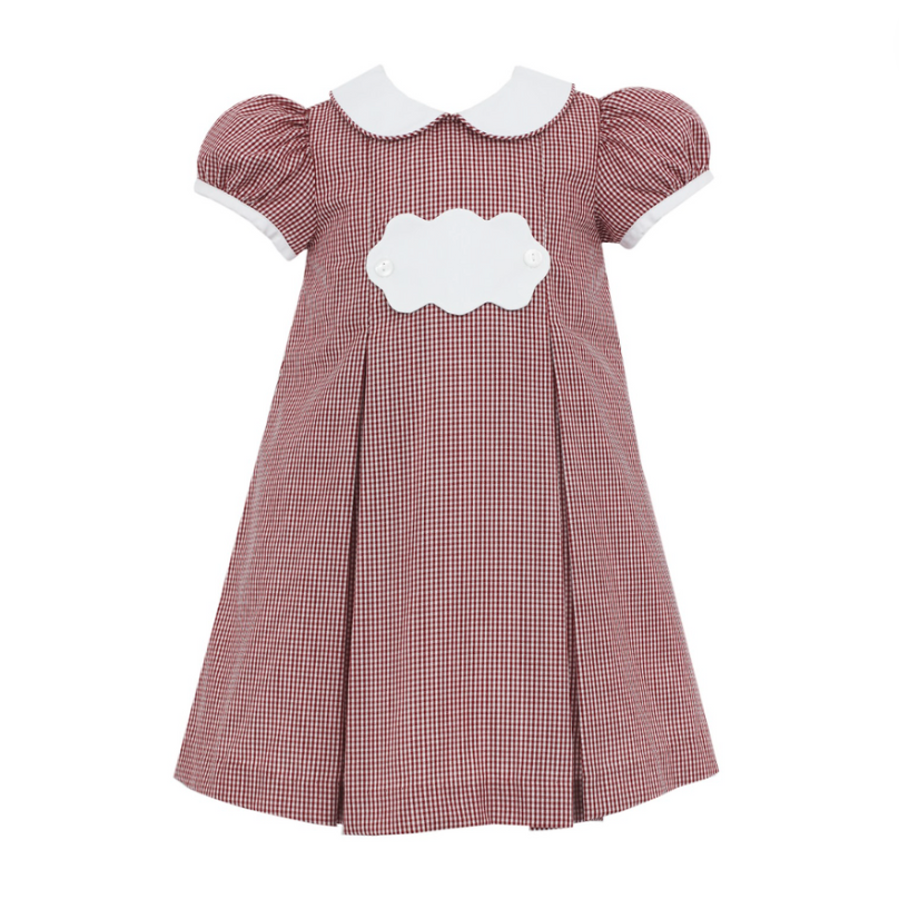 Tab Float Dress, Burgundy Gingham