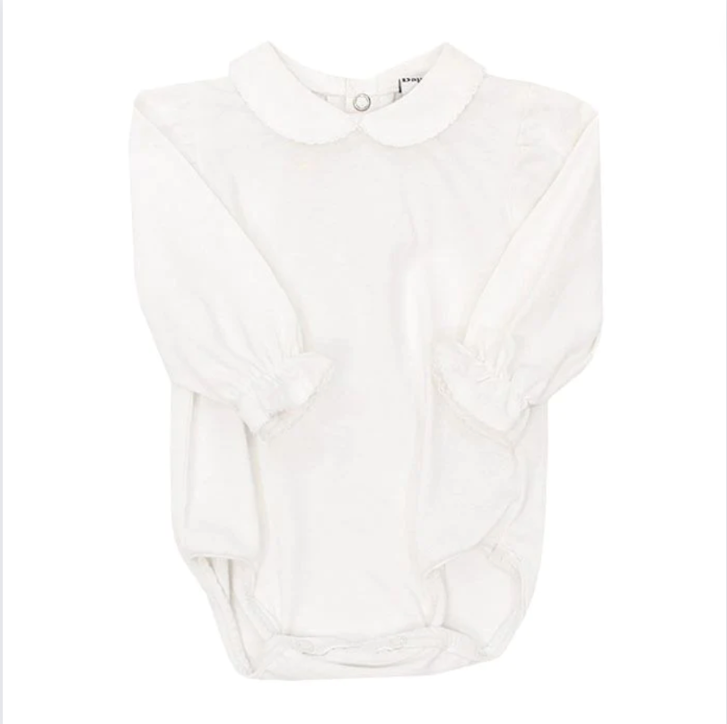 Knit L/S Girls Onesie, White