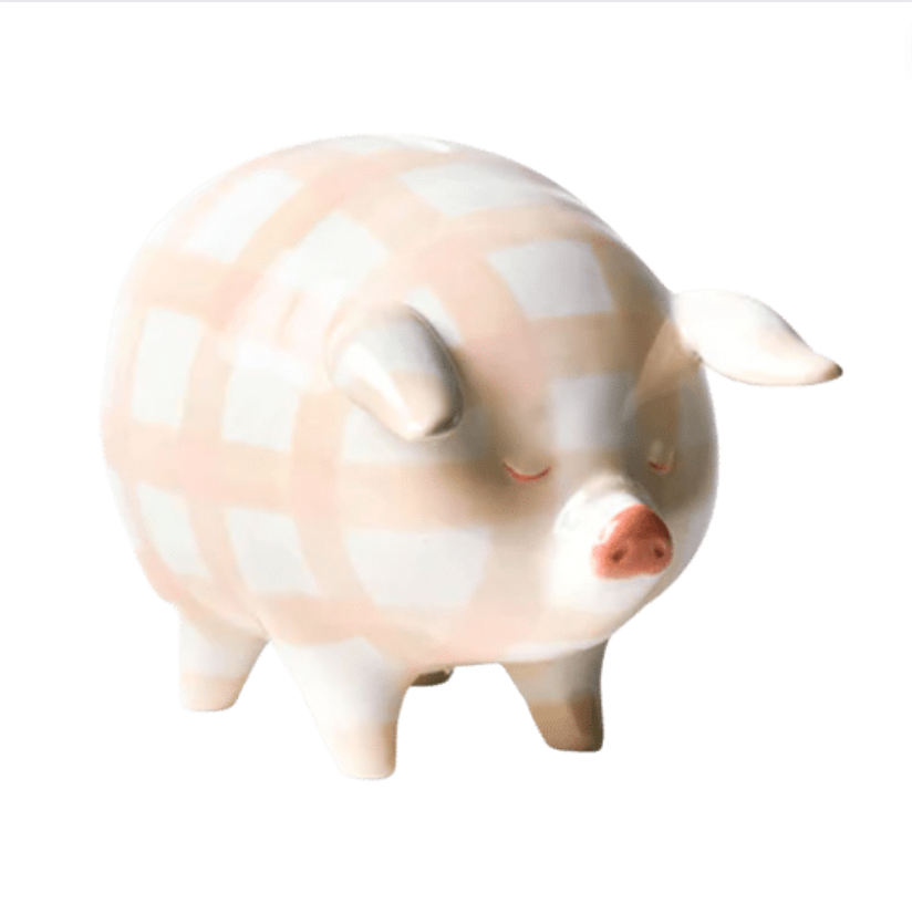 Pink Gingham Piggy Bank