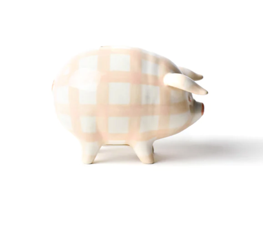 Pink Gingham Piggy Bank