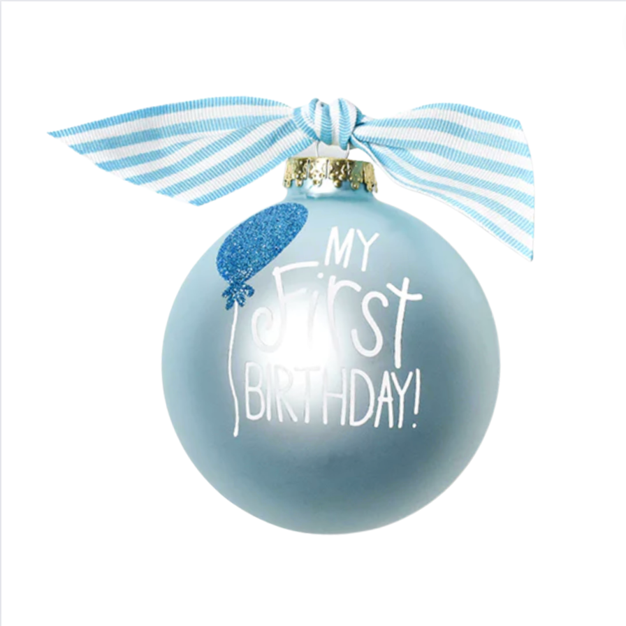 My First Birthday Ornament, Blue - 100mm