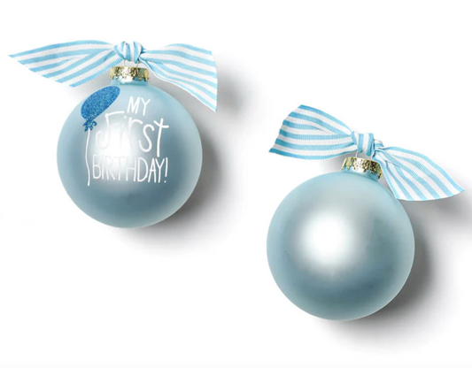 My First Birthday Ornament, Blue - 100mm