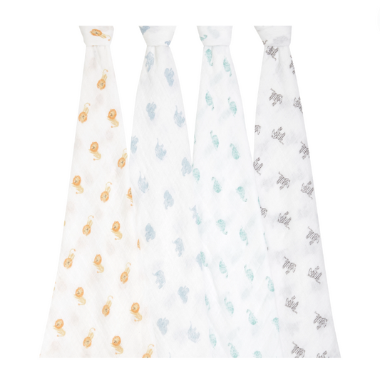 Animal Organic Muslin Swaddles
