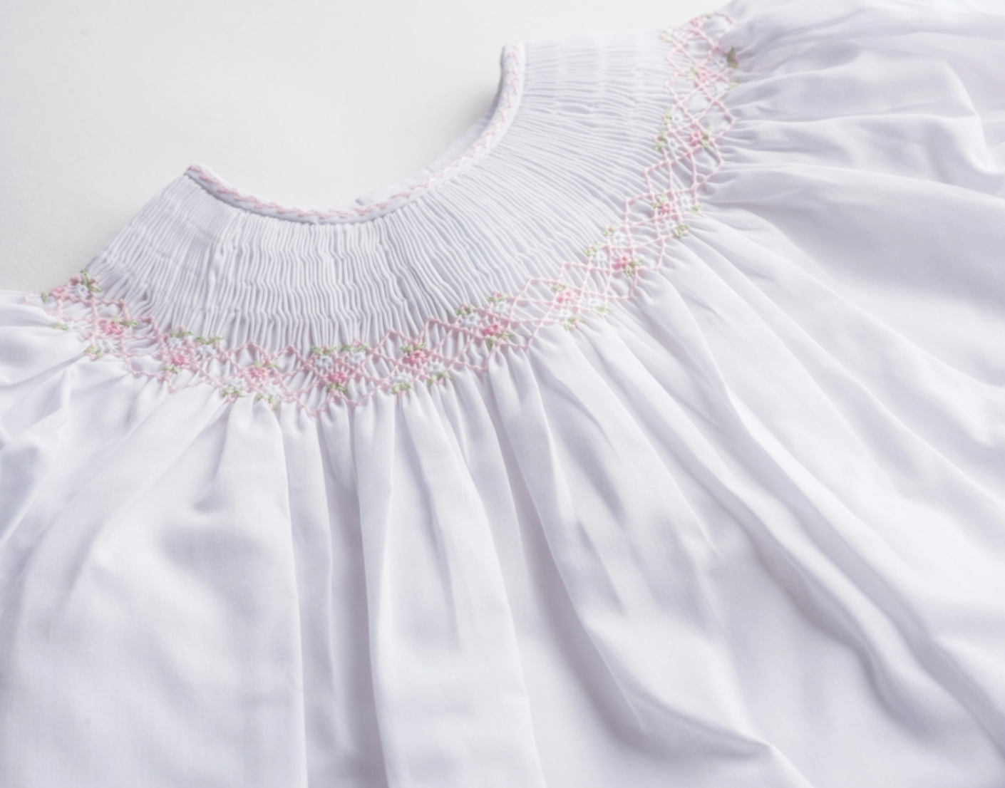 Classic Smocked Bishop, White