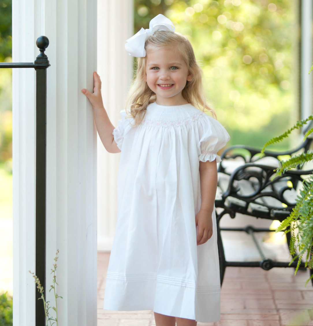 Classic Smocked Bishop, White