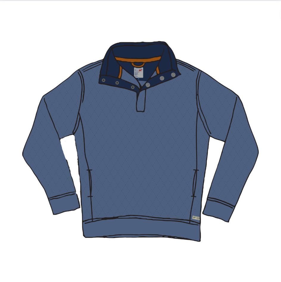 Quilted Snap Pullover, Slate Blue
