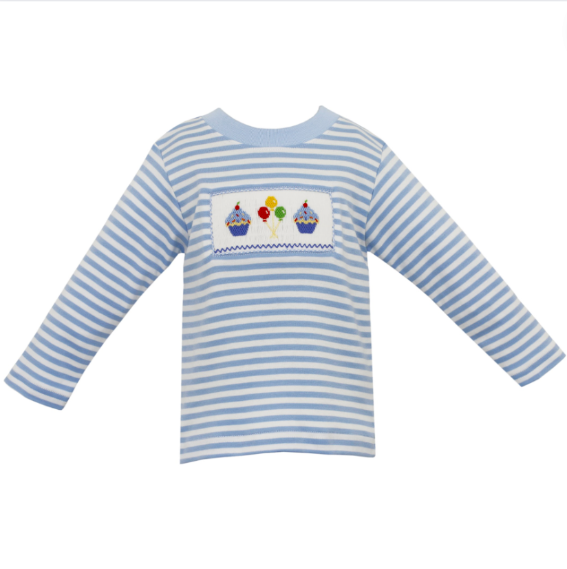 Blue Birthday Smocked Shirt