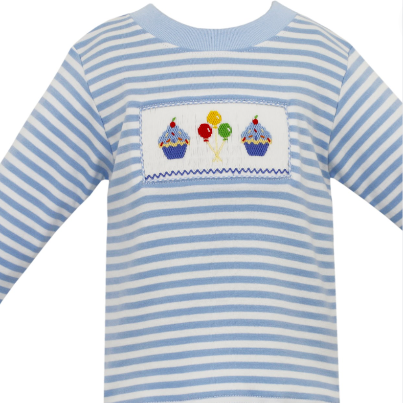 Blue Birthday Smocked Shirt
